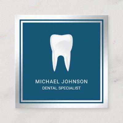 Blue Metallic Steel Tooth Dental Clinic Dentist Square