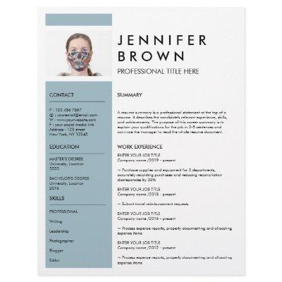 Blue Minimal resume cv with photography