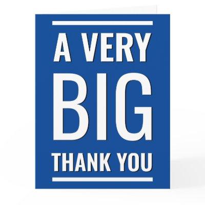 Blue Minimalist A Very Big Thank You Large Text Card