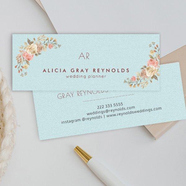 Blue Mint Monogram Chic Floral Wedding Planner Mini