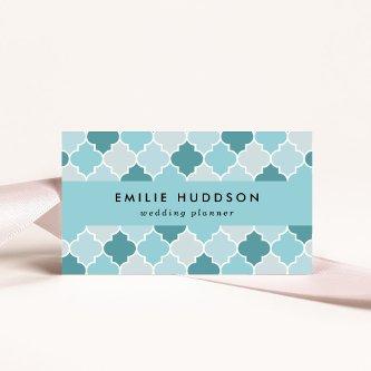 Blue Moroccan Trellis, Latticework, Quatrefoil
