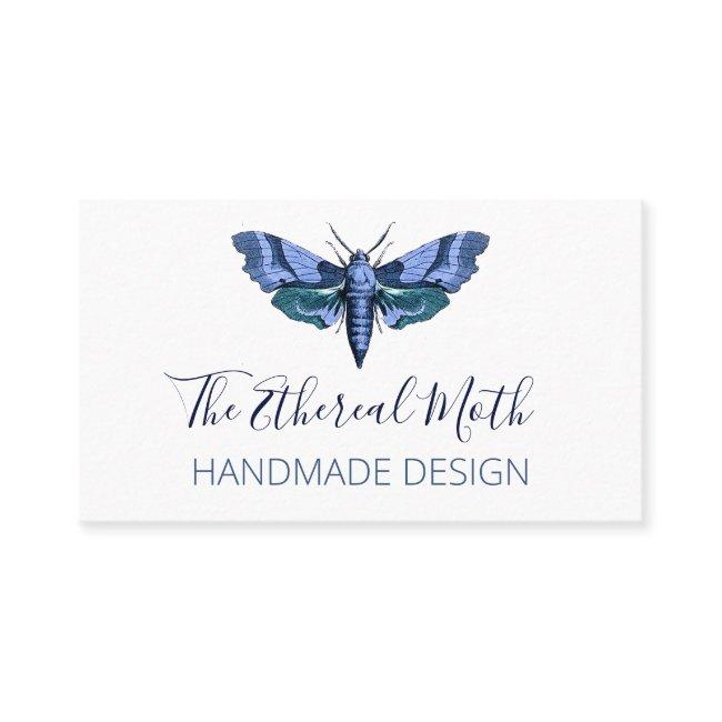 Blue Moth On White Handmade