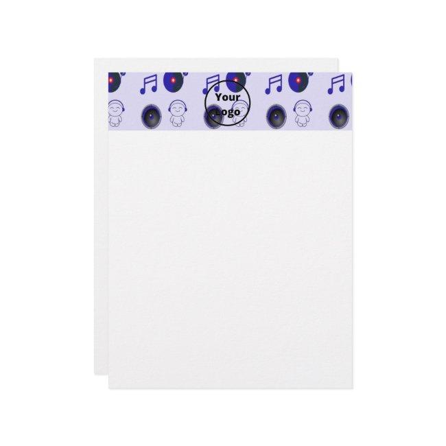 Blue music business pattern letterhead