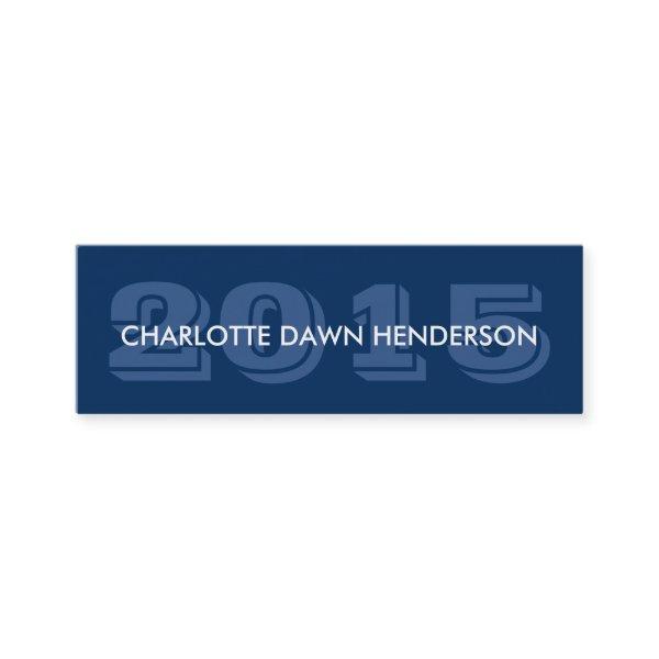 Blue name card graduation announcement class year