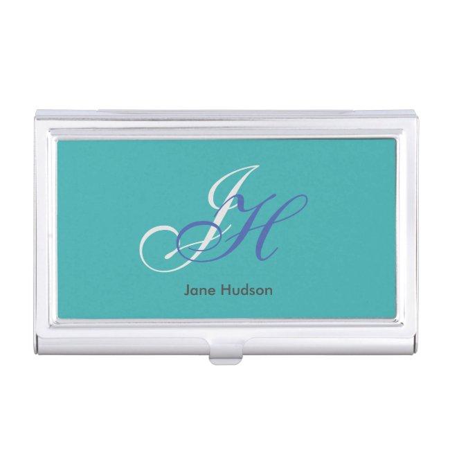 Blue Name Monogram Initials Simple Plain Case