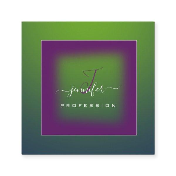 Blue Navy Purple Green Monogram Name Social Media Square