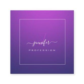 Blue Navy Purple Monogram Name Social Media Square