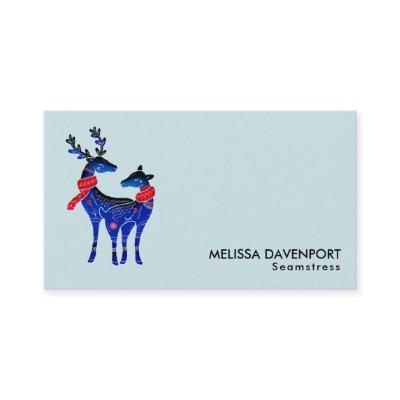 Blue Nordic Christmas Reindeer Pair