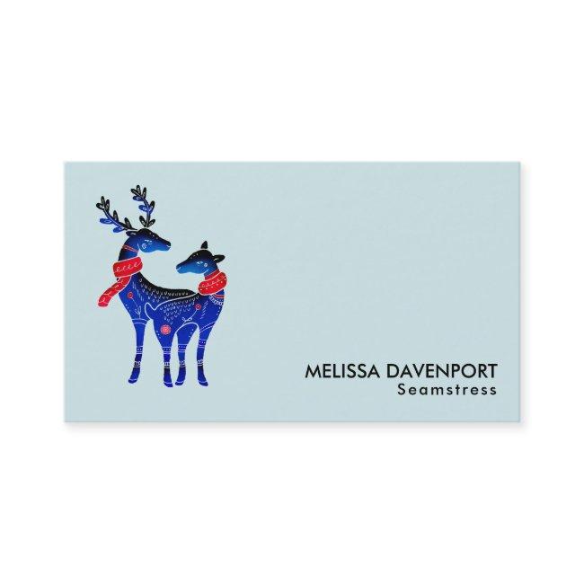 Blue Nordic Christmas Reindeer Pair