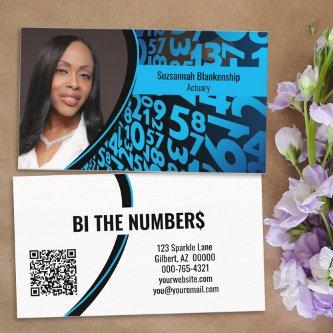 Blue Numbers on Black Custom Photo and QR Code
