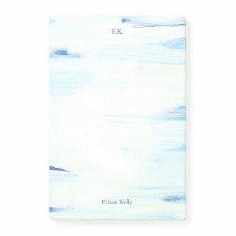Blue Ocean Abstract Art Personalized Name Post-it Notes