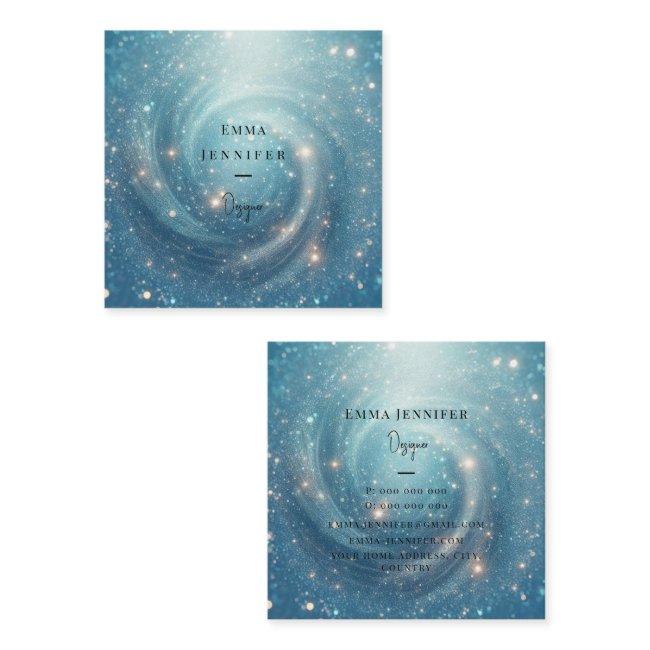Blue Ocean Subtle gentle glitter background Square