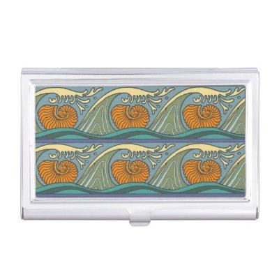 Blue Ocean Waves Nautilus Seashell Pattern Nouveau Case For