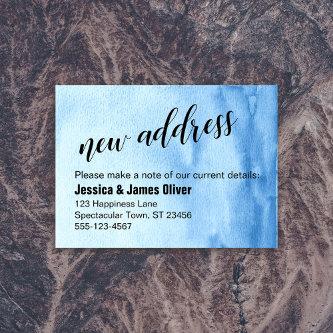 Blue Ombre Watercolor New Address Handout Card
