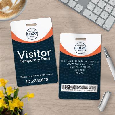 Blue Orange Corporate Visitor Pass ID Barcode Badge