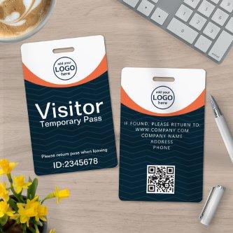 Blue Orange Corporate Visitor Pass ID QR Code Badge