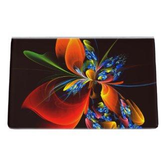 Blue Orange Floral Modern Abstract Art Pattern #03 Desk  Holder