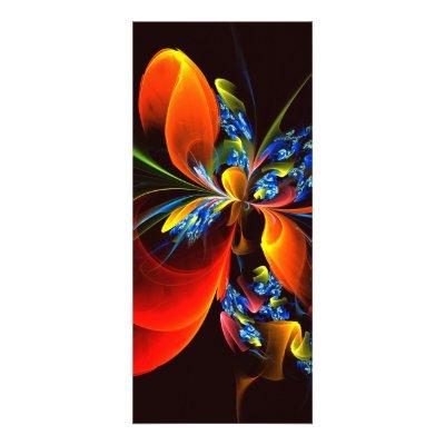 Blue Orange Floral Modern Abstract Art Pattern #03 Rack Card