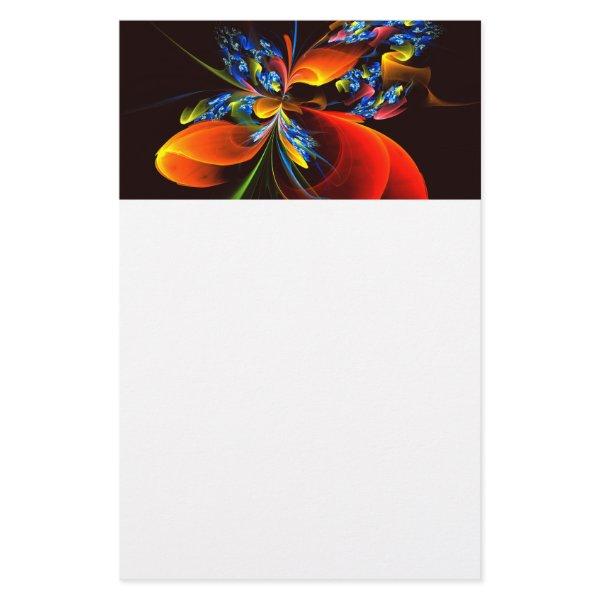 Blue Orange Floral Modern Abstract Art Pattern #03 Stationery