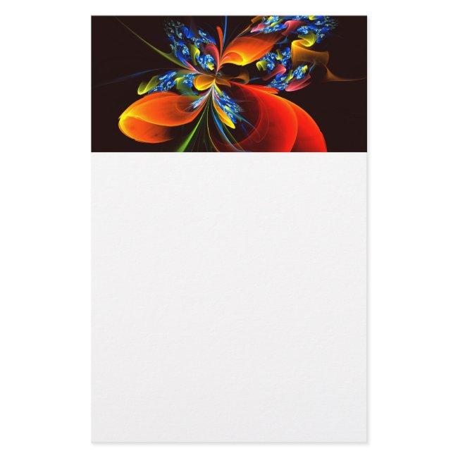 Blue Orange Floral Modern Abstract Art Pattern #03 Stationery