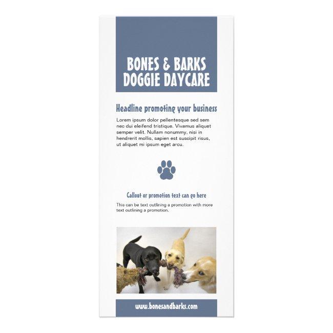 Blue Paw Print Dog Care Rack Card