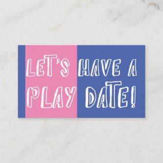 Blue & Pink Color Block Playful Play Date Calling Card