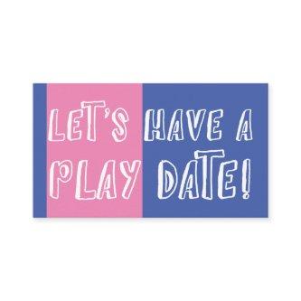 Blue & Pink Color Block Playful Play Date Calling Card