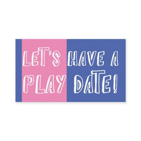 Blue & Pink Color Block Playful Play Date Calling Card