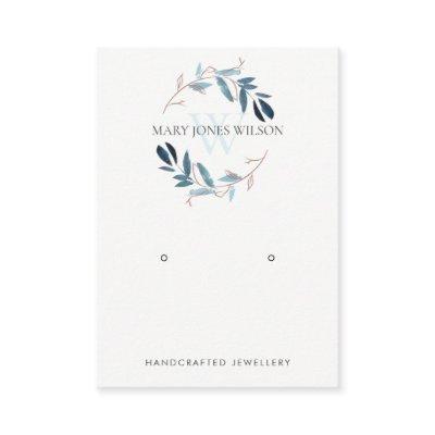 BLUE PINK FOLIAGE MONOGRAM EARRING DISPLAY LOGO