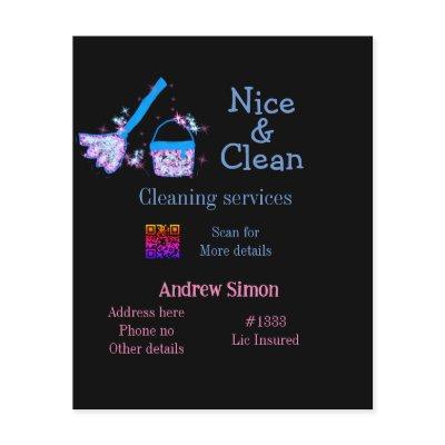 Blue pink glitter clean mop add name address q r b