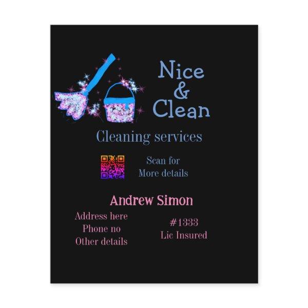 Blue pink glitter clean mop add name address q r b