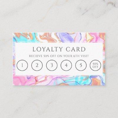 Blue Pink Gold glitter Hair Stylist 6 Punch Loyalty Card