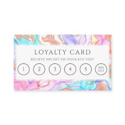 Blue Pink Gold glitter Hair Stylist 6 Punch Loyalty Card