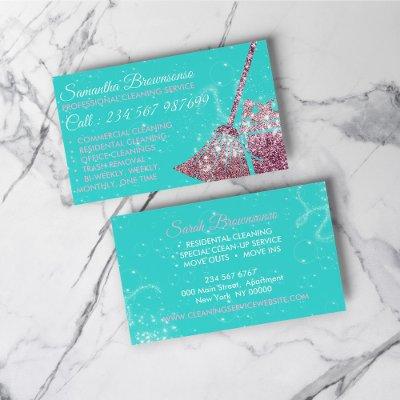 Blue Pink Sparkle Cleaning Maid Janitorial