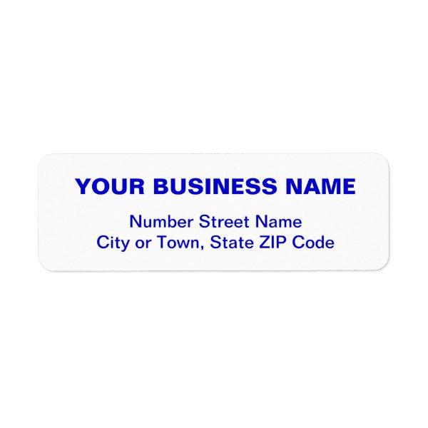 Blue Plain Texts Business Return Address Label