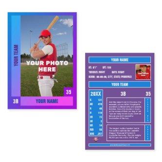 Blue/Purple Baseball Trading Card - Custom Stats