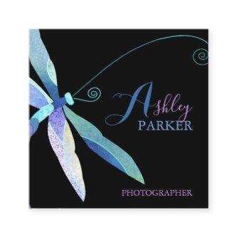 Blue Purple Dragonfly Square