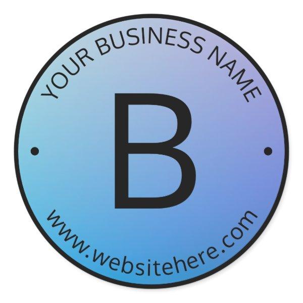 Blue & Purple Fading Ombre with Editable Text Classic Round Sticker