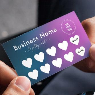 Blue Purple Gradient Simple Add Logo Social Media Loyalty Card