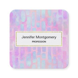 Blue Rectangle Shapes on Pink Background Square