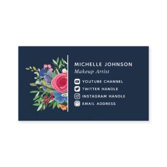 Blue Red Flower Bouquet White Social Media Icons