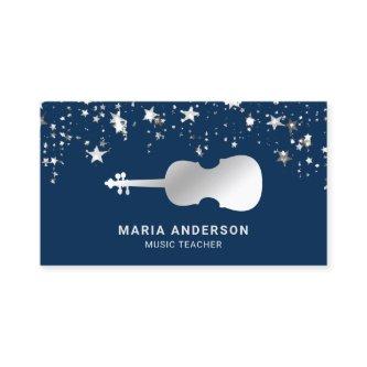 Blue Silver Foil Violin Music Teacher Violinist