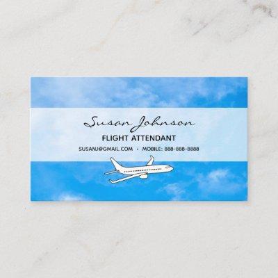 Blue Sky, Light Clouds Airplane Flight Air Travel