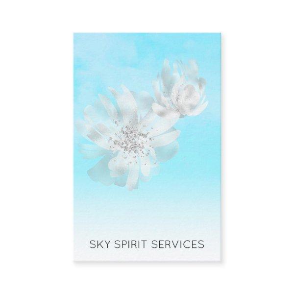 *~* Blue Sky QR  Clouds Floral Glitter Shimmer