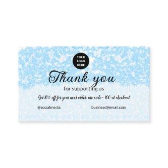 blue sparkle add logo text thank you discount