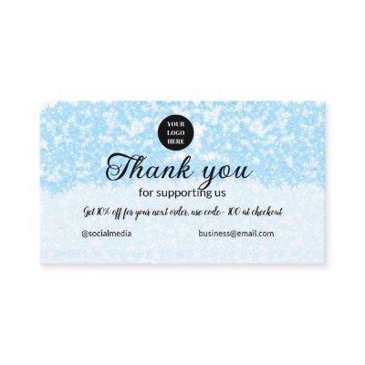 blue sparkle add logo text thank you discount