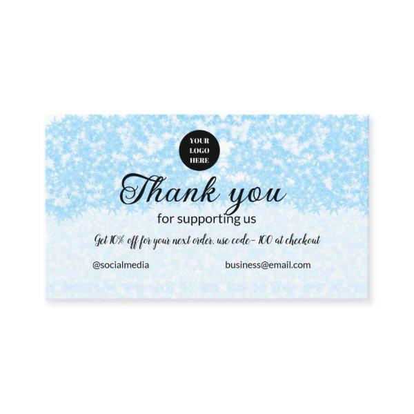 blue sparkle add logo text thank you discount