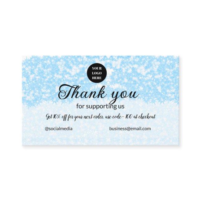 blue sparkle add logo text thank you discount