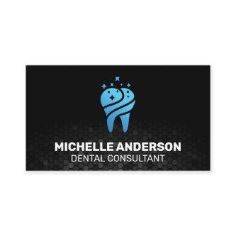 Blue Sparkle Tooth Icon | Geometric Background