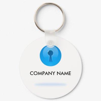 Blue Sphere With Keyhole Customizable Keychain